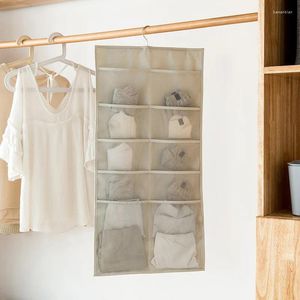 Förvaringspåsar underkläder bh-strumpor hängande nätfickor dubbelsidig garderobsarrangör med metallhängare väggficka