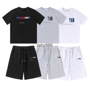 Mens T-shirts Tracksuits T Shirt Designer Embrodery Letter Black White Grey Rainbow Color Summer Sports Fashion Cord Cord Top Kort ärmstorlek S M L XL