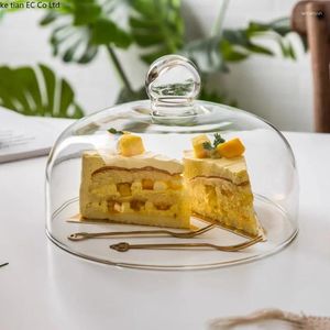 Teller 10-26 cm Glaskuchenabdeckung für staubdicht von Haushaltsstaubsof Obst Snack Deckel Europäisch Dessert bedeckt mit Bleifreier
