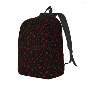 Sırt çantası kırmızı kalpler erkekler sevgililer gibi hafif sırt çantaları polyester kawaii lise çantaları yürüyüş özel sırt çantası