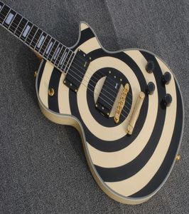 Özel Mağaza Zakk Wylde Bullseye Krem Siyah Ele Gitar Maun Vücut Boyun Kopyası EMG Pasif Pikaplar Bölünmüş Elmas Headst1457754