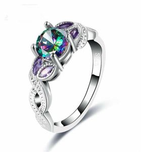 Wedding Rings Silver Ring Classic Exquisite Temperament Female Tree Rattan Inlaid Colorful Crystal Zircon Hand Jewelry8880272