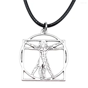 Anhänger Halsketten 1pcs da Vinci Vitruvian Man Scale Charms Halskette DIY Accessoires Schmuckzubehör Kettenlänge 45 4 cm