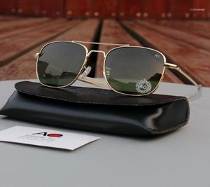 Occhiali da sole ao pilota uomini vintage retro aviazione occhiali da sole americano occhiali ottici originale scatola Gafas de sol hombre2024458