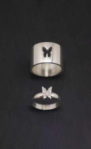 Anelli di coppia anelli abbinati a farfalla per donne set di matrimoni set di nozze anello per amanti abbinati a colori in argento dorato Q07087472560