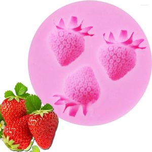 Moldes de cozimento 3D Morango Silicone Soop Sugar FONDANT MONDES CHOCOLAÇÃO DE FRUCA PARA BOLOS DE DOR FERRAMAS