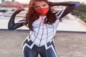 2020 Kadınlar İçin Cadılar Bayramı Kostümleri Süper Kahraman Film Cindy Moon Costumes Cosplay Örümcek İpek Cosplay Bodysuit G09253314342
