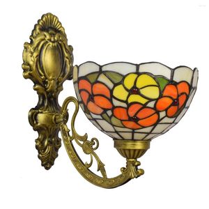Wall Lamp 8 " British Color Glass Retro Mirror Stained Garden Bedside Aisle Rich Flower Single Head
