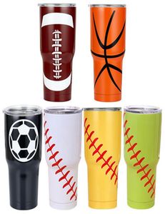 30 unz Izolacja Pucharki Baseball Faluum Fair Thermos Stael Stael Izulowany termos Puchar Creative Baseball Car Cup Kubek IIA4653171815