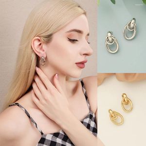 Stud Earrings Korean Fashion Retro Twisted Wrap Metal Geometric Oval For Women Simple Silver Gold Color Christmas Party Gifts Jewelry