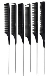 Professional Heat Resistant Salon Black Metal Pin Tail Antistatic Comb Cutting Comb Hair Brushes Hair Care J27121700271