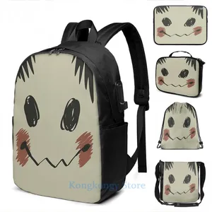 Sırt çantası komik grafik baskı mimikyu t usb şarj erkekler okul çantaları kadın çanta seyahat dizüstü