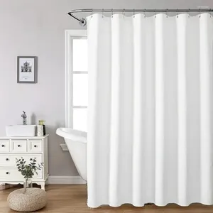 Shower Curtains Fabric Curtain - Long Weft Woven Heavy Bathroom Set White