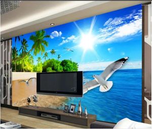 Wallpapers 3d Wallpaper For Room Blue Sky White Clouds Beach Background Wall Living Custom Po
