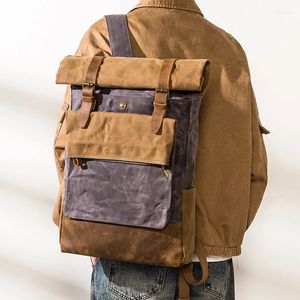 Backpack Men Daypacks Vintage Canvas Leather Borse School Designer Casual Fashion Waterhoff da viaggio Maschio Back Bagpack