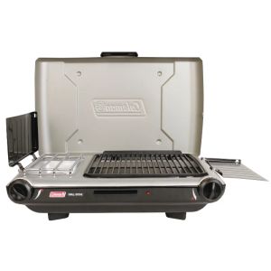 Combos Tabletop Propan Gas Camping 2in1 Grill/Stove 2burner, Grey