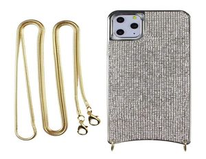 Casos de perfuração de flash crossbody para iPhone 13 12 11 Pro xr xs max luxuosos mulheres bling glitter shinestone Protect Capa Shockpr7016422