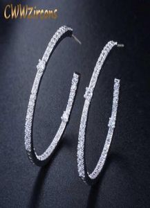 Fashion Ladies Pętla kolczyka okrągłe okrągło Mikro Pave Cubic Zirkonia Crystal Big Hoop Kolczyki Biżuteria Prezent CZ428 2107143353503