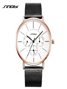 Mulheres elegantes de Sinobi assiste a Case Golden Milan Mesh Casual Ladies Quartz Assista Presente Calendário Relógio Relógio Feminino3481160