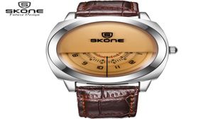 Unikalna projektantka Vogue SKONE Watches Men Luksusowy moda na zwykły skórzany pasek zegarek kwarc WrtistWatch Relogio Masculino Y19053284131