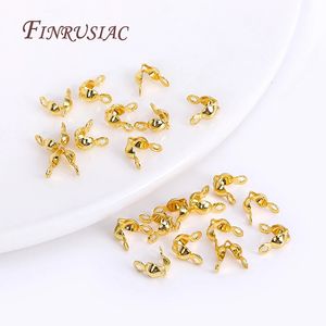 Suprimentos para jóias por atacado 14K18K Gold Doublecup Bead Tip Top Tampa de Cabineno de Cráp Final para Jóias 240408