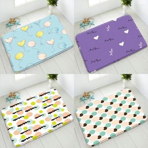 Bath Mats Cartoon Non-Slip Bathroom Mat Geometric Love Simple Bedroom Kitchen Indoor Doormat Balcony Absorbent Carpet Washable Home Decor