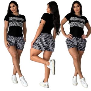 Sommerstraineruiten Outfits Women Casual T-Shirt und Shorts Hosen zweiteilige Sets kostenloses Schiff