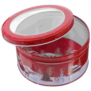 Storage Bottles Christmas Tin Box Goody Boxes Candy Tins Round Jar Holder Iron Cookie With Lids
