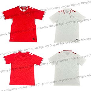 2024 Danmark Soccer Jerseys Eriksen Home Red Away White 24 25 Hojbjerg Christensen Skov Olsen Braithwaite Dolberg Football Shirts Jersey Maillot de Foot Kits