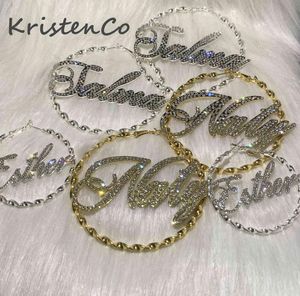 Kristenco Bling Name Brincos Nome personalizado Freehurings Letter Brincho grande Nome personalizado Brincos Mulheres Presente 2109246892889