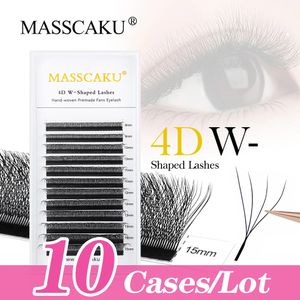 10 케이스/로트 Masscaku Super Soft 12Lines 3d W 개별 속눈썹 연장 편안한 미리마드 볼륨 팬 W 형 속눈썹 240403