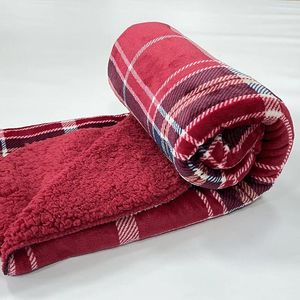 Filtar Classic Red Check Sherpa flanell Filt sovrum hem soffa tvättbar vinter varm tupplur knä 80x100 cm