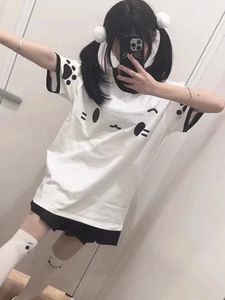 Houzhou Kawaii Sweet Patchwork tシャツ女性日本語ファッションy2kかわいい漫画プリントルーズティートップソフトグリル240408