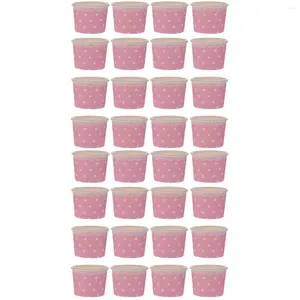 Disposable Cups Straws 100 Pcs Dessert Stand Mini Baking Jelly Cup Paper Ice Cream Meal Pudding Container