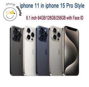 Original Unlocked iPhone 11 i 15 Pro Mobiltelefon 4GB RAM 64 GB 128 GB 6,1 tum flytande näthinna IPS LCD -mobiltelefon med Face ID