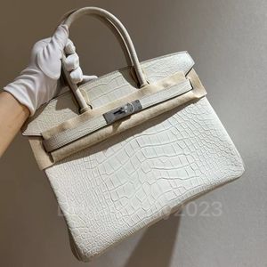 10S handgjorda tygväska Designer Bag Tote Classic Noble 30cm med importerad original Top Quality Crocodile Skin with Box (överst) Manuell anpassning