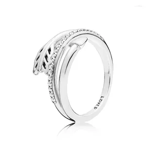 Clusterringe 925 Sterling Silver Pan Ring Sparkling Arrow Clear CZ für Original Frauen Hochzeitsmodeschmuck