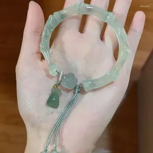 Braggletti cinese in stile antico imitazione jade lotus bracciale hanfu accessori con la collezione di bambù di fascia alta