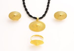 Halsband örhängen ring Habesha afrikanska bröllopsuppsättning smycken etiopier stil fina solid guld eritrea etiopiska brud sudan9914768