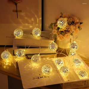 Party -Dekoration 1,5 m 10LED Disco Ball Mirror Leichte Garland Feenschnur Nacht Lampe Batterie Power Weihnachtszeit Hochzeit Geburtstag Babyparty de de