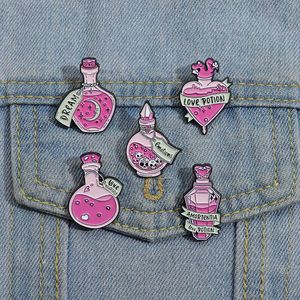 Dream Love Potion Emamel Pins Anpassade känslor Magic Witch Wizard Brosches Lapel Badges Punk Gothic Jewelry Gift To Friends