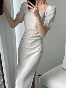 Festklänningar mode kvinnor elegant bodycon smal midi klänning sexig vintage casual prom födelsedag vestidos kvinnliga chic kläder aprikos