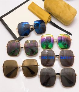 2021 G Moda Tasarım Aynası Baskı Güneş Gözlüğü Erkekler ve Kadınlar Süper Güzel Büyük Çerçeve Ayna Mektup Gözlükleri GG0414S6090326