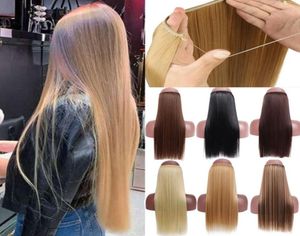 24 inches Synthetic Fish Line Simulation Human Hair Extensions Bundles Straight Curly Weaving Weft In 9 Colors YX015467306