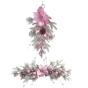 Decorative Flowers Christmas Swag Front Door Wreath Indoor Outdoor Xmas Garland For Housewarming Office El Farmhouse Garden