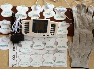 Electrical Stimulator Full Body Relax Muscle Massager tens Acupuncture 16pads gloves Russian or English button JR309 Y1912039341629