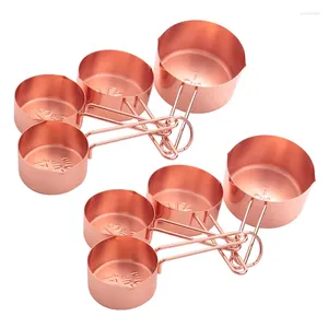 Spoons 16X Rose Gold Stainless Steel Measuring Cups And Engraved Measurements Pouring Spouts & Mirror Polished