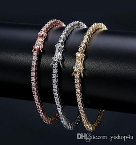 Bracelety tenisowe 3 mm Hip Hop Bracelets CZ utwardzone dla mężczyzn kobiety biżuteria