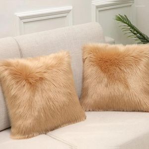 Pillow 45 45cm Soft Fur Cover Comfortable Long Hair Solid Pillowcase For Home Living Room Sofa Decor Case