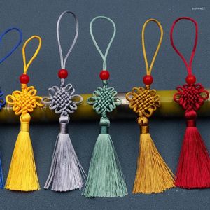 Decorative Figurines Chinese Knot Pendant Hand-Woven Beaded Tassel For Crafts Handmade Bookmarks With Cord Loop Diy Craft Accessories